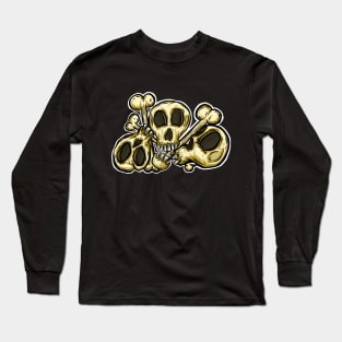 Spooky Halloween Skull Cartoon Illustration Trio Long Sleeve T-Shirt